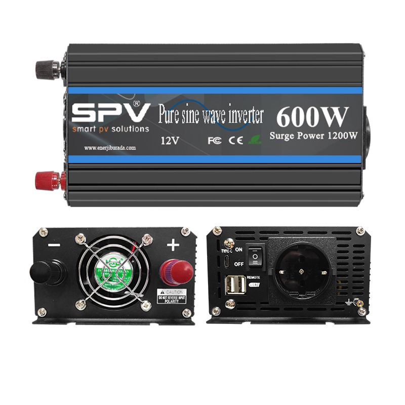 SPV Geniş Kasa 600W 12 Volt Tam sinüs Inverter - SPV-P600W